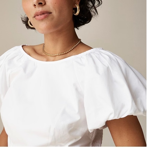 J.Crew Fitted puff-sleeve top in White size 8 NWT CA593 - Picture 2 of 11